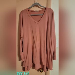 Zenana Dusty Rose Rayon Side Slit High Low 1X